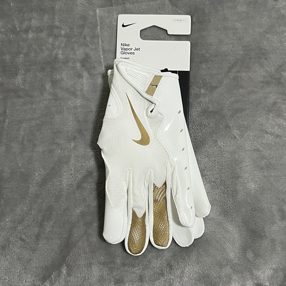 Nike Vapor Jet Football Gloves Large White Gold Magnigrip Unisex